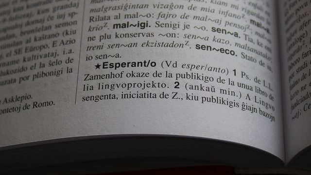 Verbete "Esperanto" em um dicionário